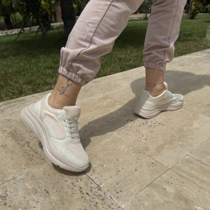 Mila Nefes Alabilir Bağcıklı Sneaker Pudra Spor Ayakkabı