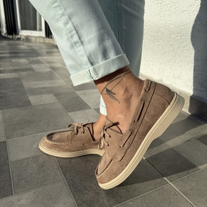 Sandra Bağcık Detaylı Vizon Süet Kadın Loafer